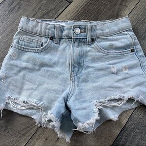 Zara Light Blue Ripped Jean Shorts Adj Waist Size 8 Kids